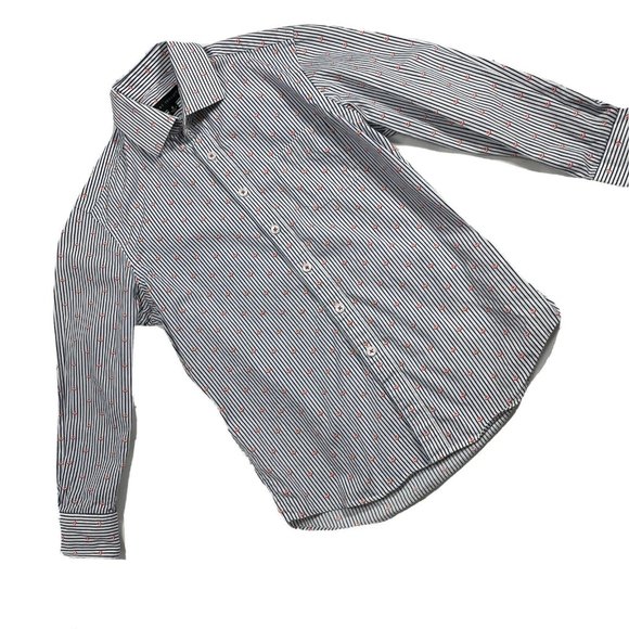 Report Collection Boys Youth Button-Down Shirt Anchors Nautical Strips Size 8 - Picture 1 of 8